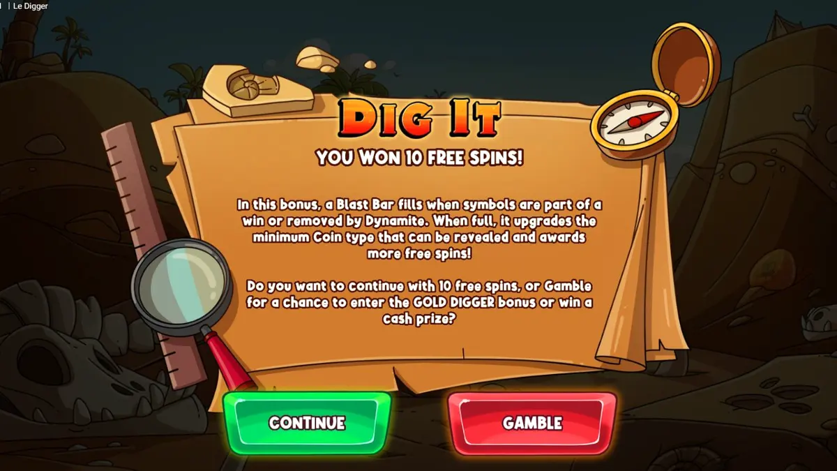 Smokey the raccoon in the Le Digger slot game setting
